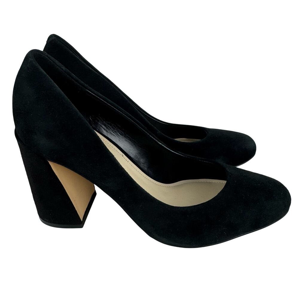 NINE WEST YUNIP 3 LEATHER ALMOND TOE BLOCK HEELS IN BLACK NWOB WOMEN'S SIZE 7M - Picture 4 of 15